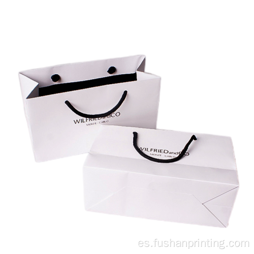 Bolsa de papel estampado blanco reciclable para empaquetado de joyas